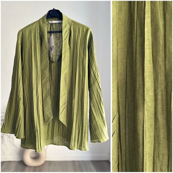 ZARA WRINKLED LINEN BLOUSE ZW COLLECTION
GREEN - Picture 1 of 11